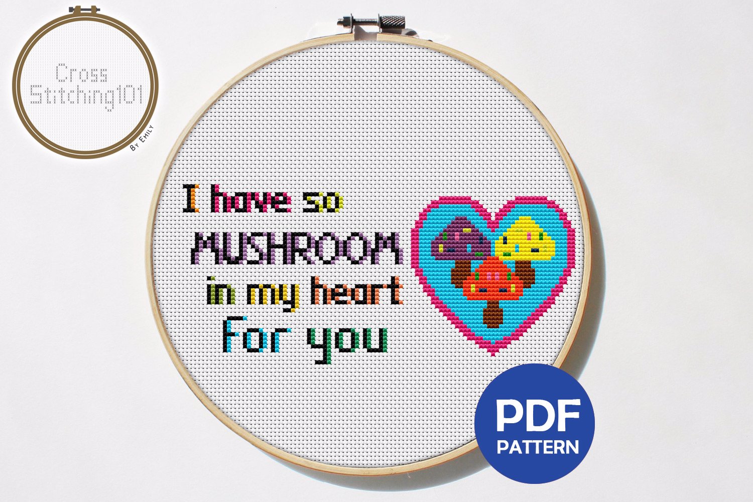 I Have So Mushroom In My Hearts Cross Stitch Chart