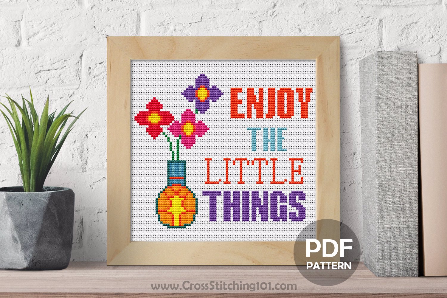 Enjoy The Little Things Pot Design CrossStitch Chart